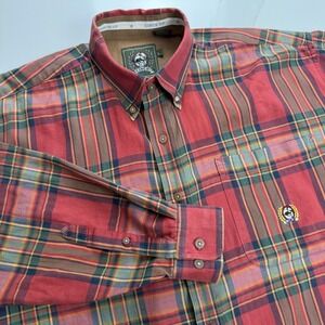 Cinch Mens Red Plaid Long Sleeve Button Up Shirt Western Cowboy Size L